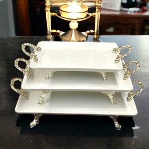 Golden koleksiyonu silver 3’lü Sunum tabak seti